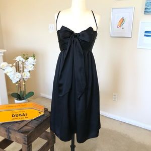 TOCCA black textured silk empire waist midi dress with bow
